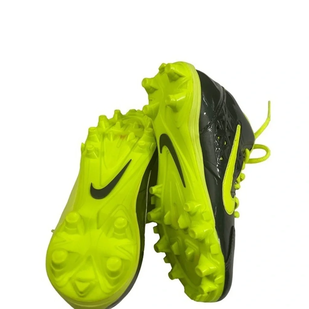 Nike‎ Speedlax Lacrosse Cleats Youth 1.5Y Black Volt Neon Yellow Dual Pull